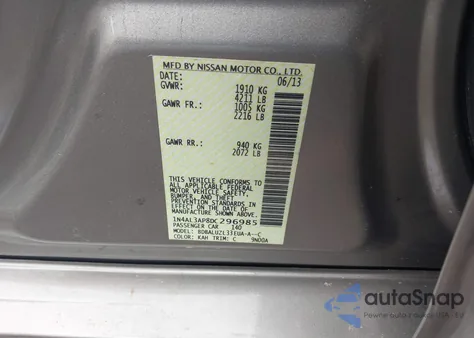 2013 Nissan Altima 2.5 Sv from USA, damaged, VIN 1N4AL3AP8DC296985
